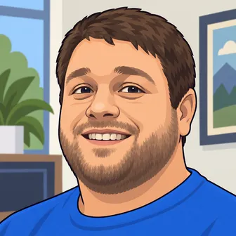 Cartoon portrait of Joseph Larsen